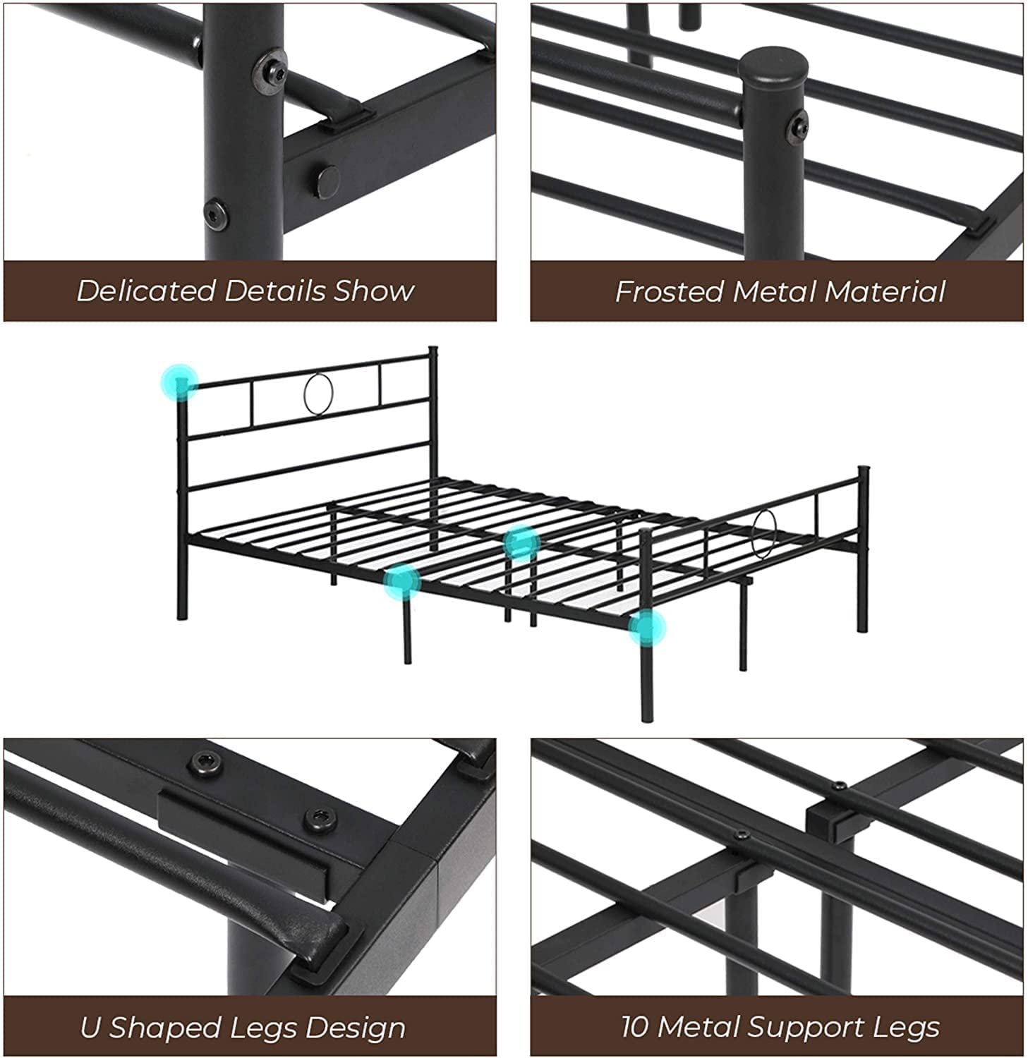 Rama łóżka podwójnego ze stelażem Aingoo - obrazek 3